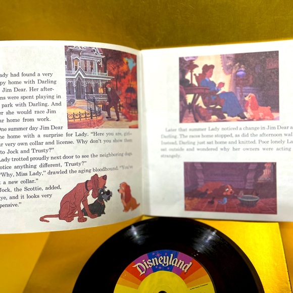 WALT DISNEY’S VTG 1979 STORY OF LADY AND THE TRAMP RECORD & 24p READ ALONG BOOK - Picture 4 of 16